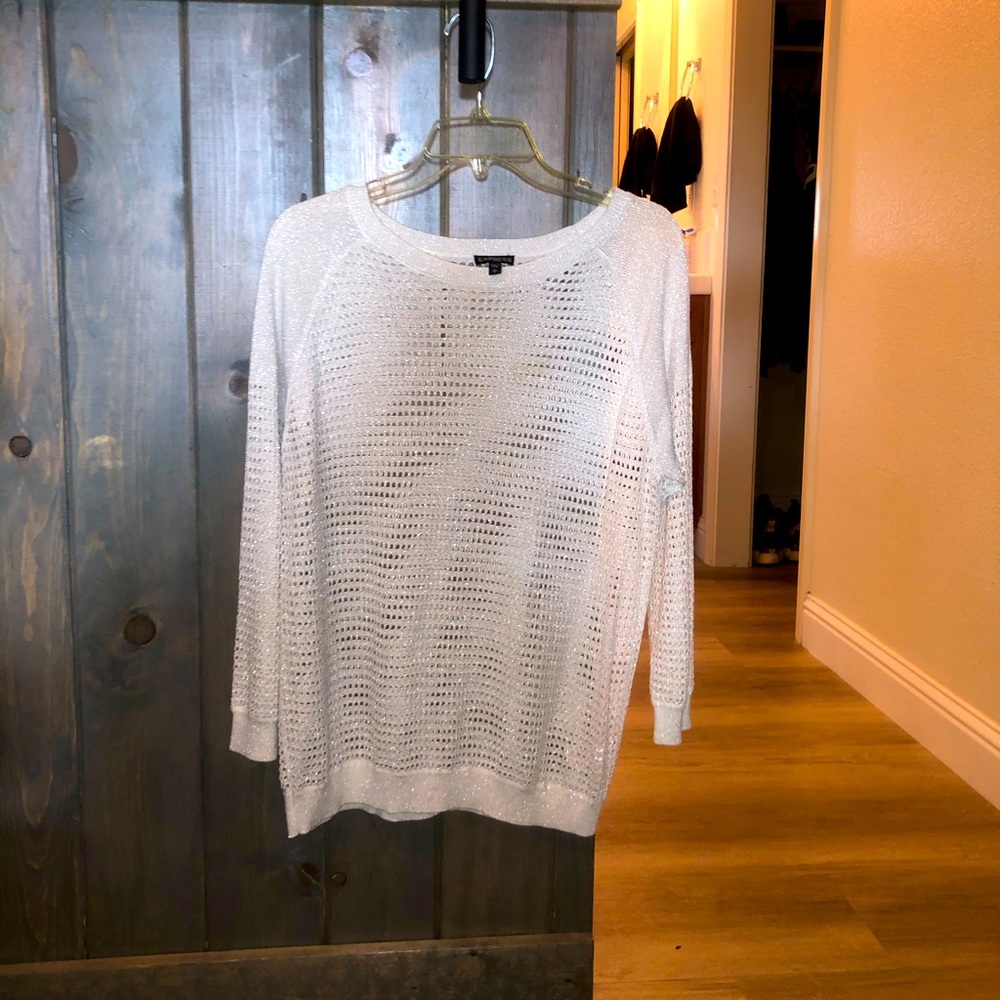 🤍Metallic white see through sweater 🤍